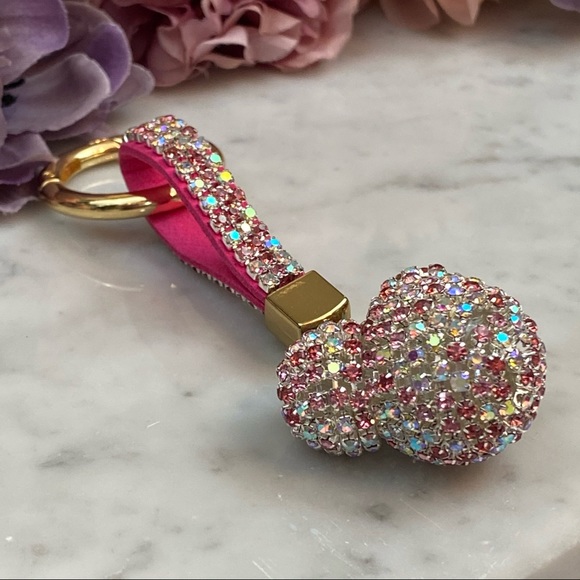 Chic Multicolor Pink Crystal & Leather Mickey Mouse Keychain - Picture 6 of 14